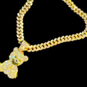 Gold and Silver Bear Pendant Necklace